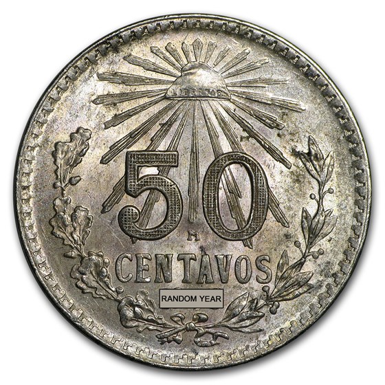 1919-45 Mexico Silver 50 Centavos Cap & Ray Avg Circ (ASW .1929) 1919-45 Mexico Silver 50 Centavos Cap & Ray Avg Circ (ASW .1929)